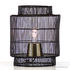 Zwarte draad tafellamp Light & Living met brons Gruaro Gruaro serie bij Straluma; sfeervolle lampen voor diverse stijlen